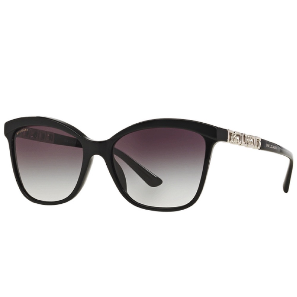 Bulgari Black Frame Sunglasses with Gradient Smoke Lenses